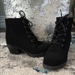 Black Lace-Up Ankle Boots